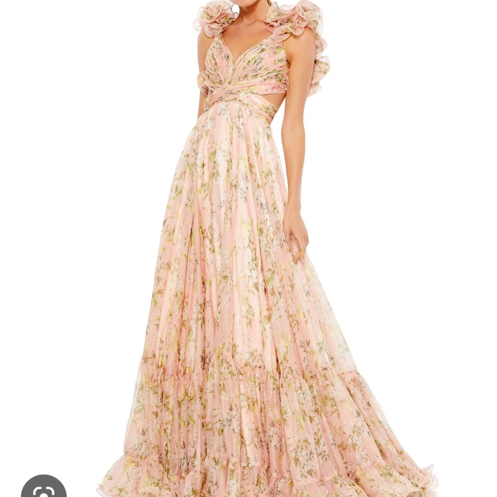 Mac Duggal chiffon ruffle gown